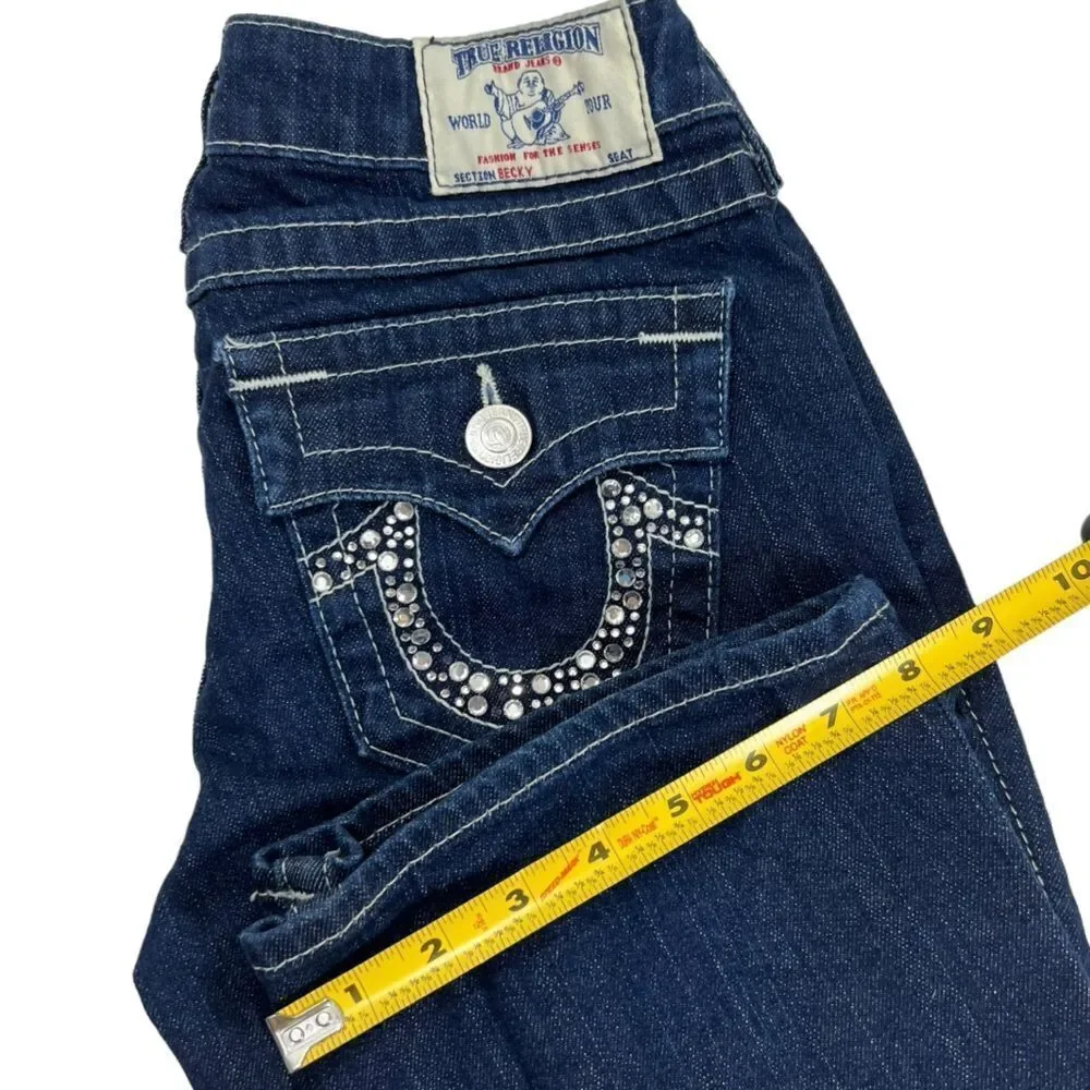 True Religion Becky Rhinestone Flap Pocket Jeans Style# WS2564C47